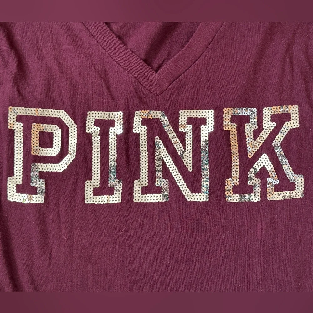 VS pink varsity maroon sequin top - Picture 2 of 5